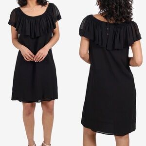 See by Chloé Black Silk Draped Ruffle Mini Dress – Size US 4